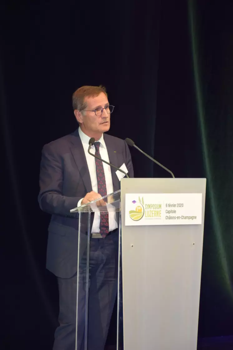 Eric Masset, président de Luzerne de France. « la filière luzerne est une petite filière et nous demandons que le secteur des protéines végétales soit déclaré secteur stratégique par l’Union européenne. » © D. Hardy