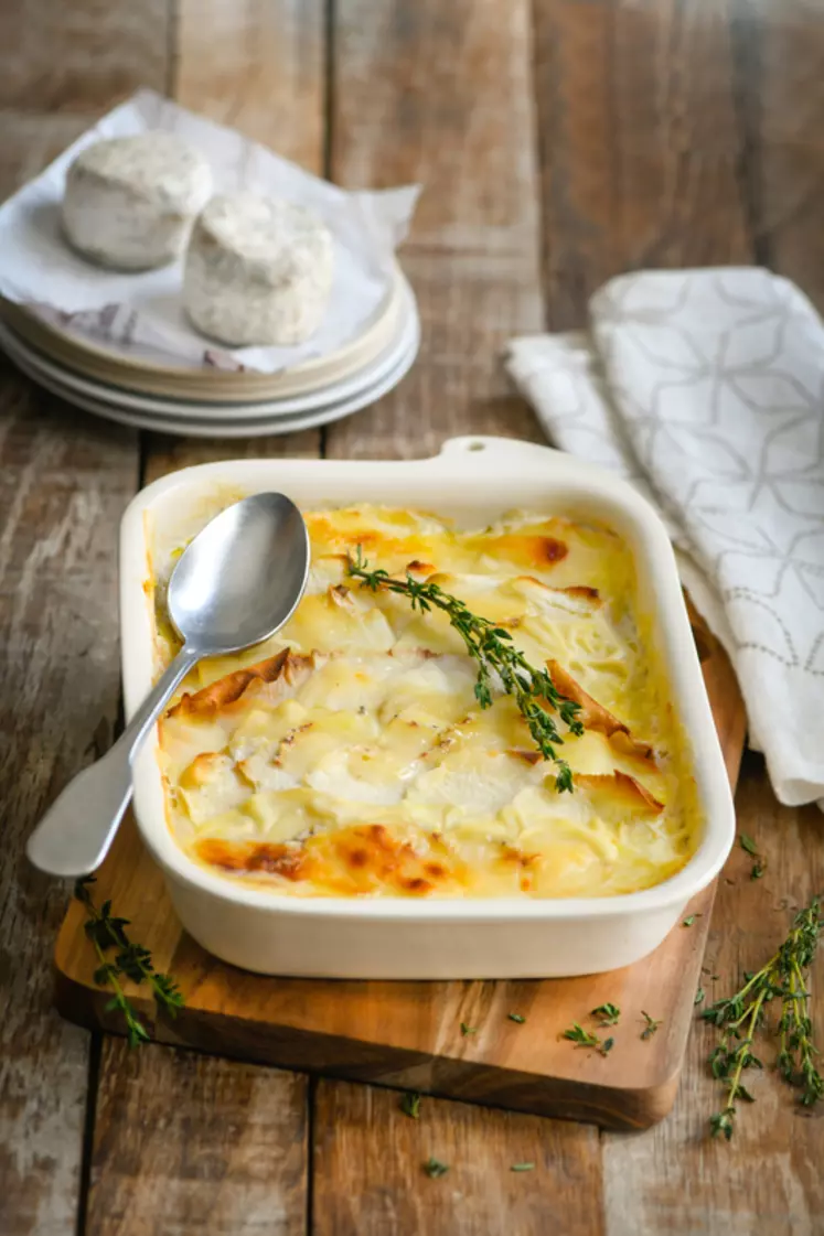 Gratin dauphinois de légumes blancs et oubliés au chavignol AOP © A. Orphelin/Anicap