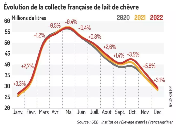 Production laitière caprine en hausse en 2022