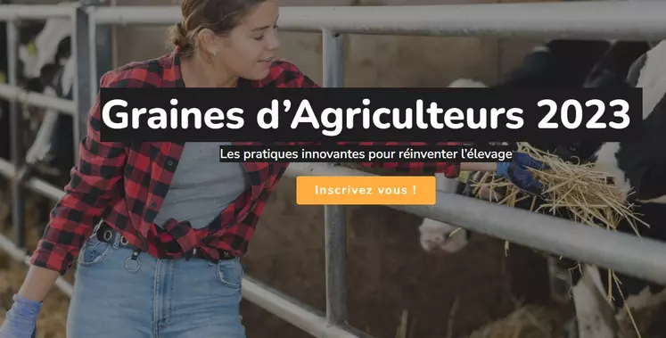 jeune éleveuse avec vaches pour annoncer le concours Graines d'Agriculteurs de Jeunes Agriculteurs