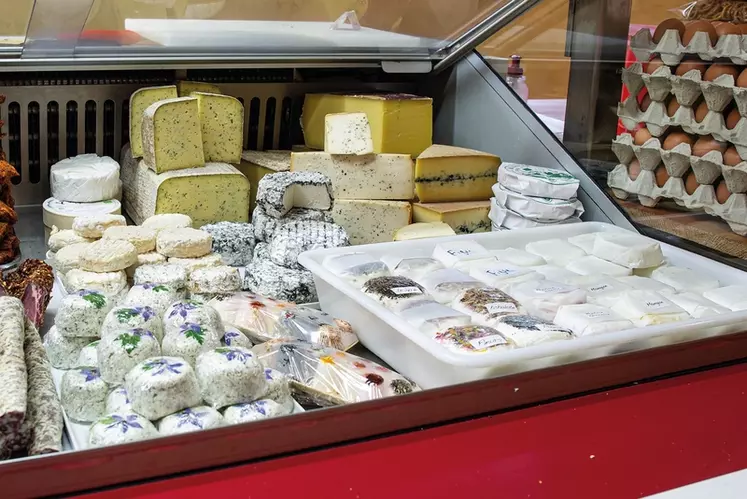 Etal de fromages en vente directe
