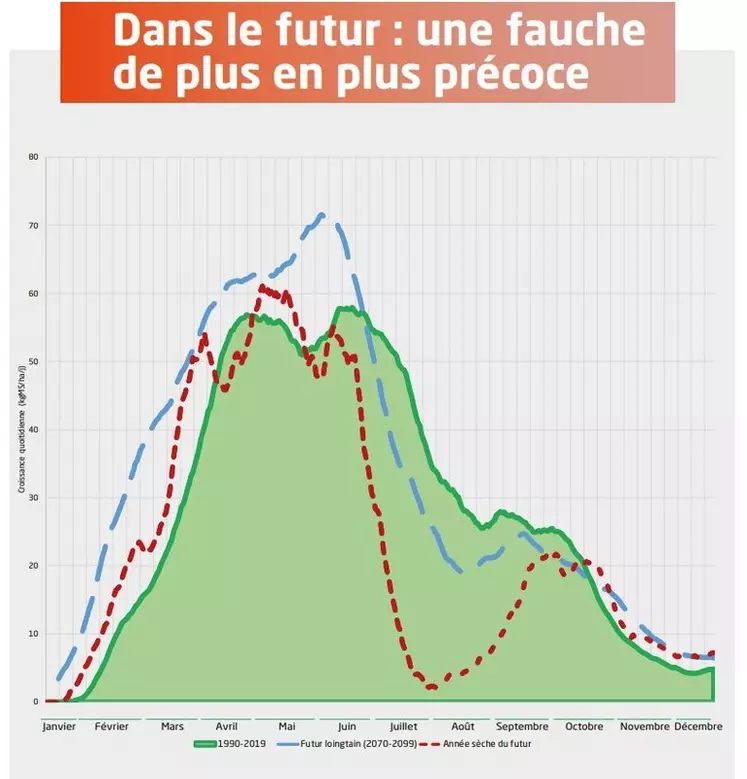 Evolution de la pousse de l'herbe au cours d'une année.