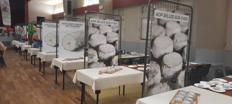 Tables de dégustation au concours de fromages de Selles-sur-Cher