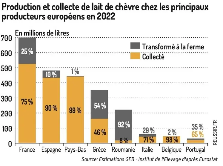 <em class="placeholder">Production et collecte de lait de chèvre chez les principaux producteurs européens en 2022</em>