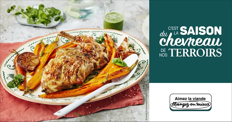 Affichette de promotion de la viande de chevreau