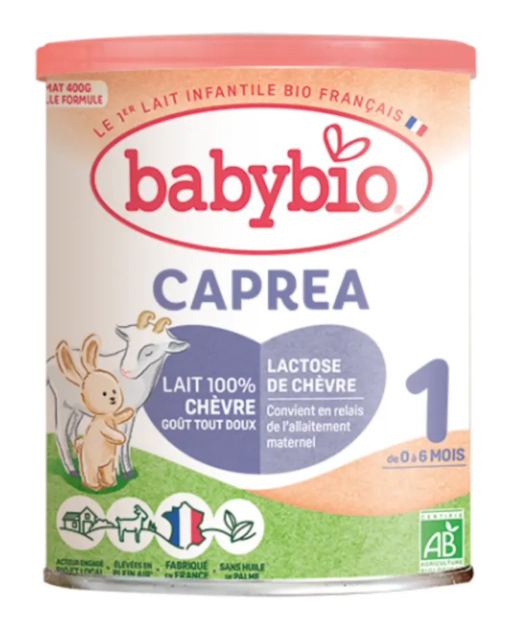 Lait infantile 100% lait de chèvre bio et français de la marque Babybio.