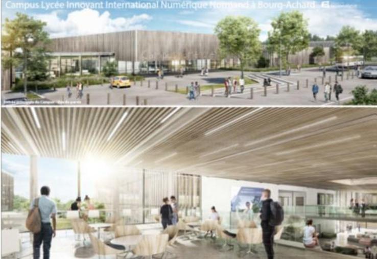 Futur lycée international du Roumois autour des métiers d'avenir liés à l'énergie.