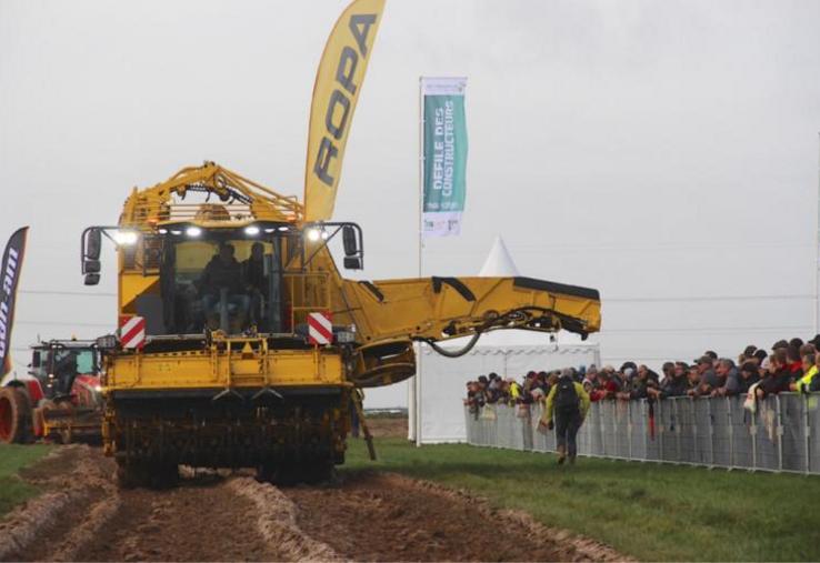 Une dizaine d’arracheuses en démonstration (Holmer, Ropa, Grimme, Vervaet, Franquet, Soyez) de l’intégrale au chantier décomposé.
