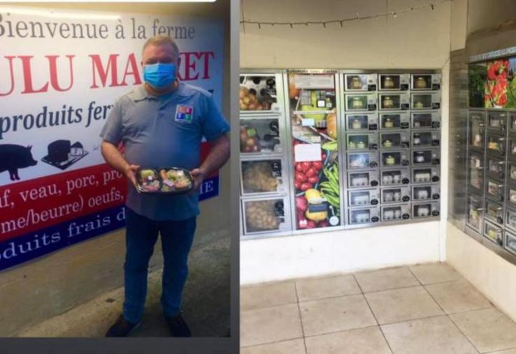 La ferme de Lucie Delavoipierre à Rougemontiers propose les plats du traiteur dans son distributeur.