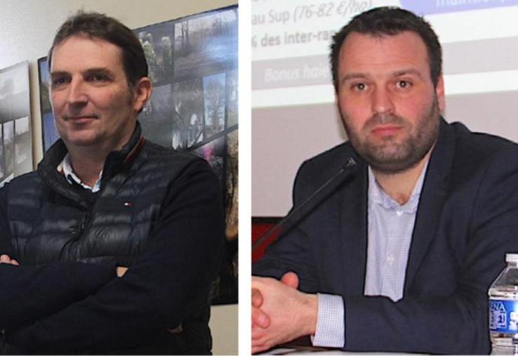 A gauche, Fabrice Moulard, ex-Président de la FNSEA 27 et à droite, Amaury LEVESQUE, nouveau Président de la FNSEA 27