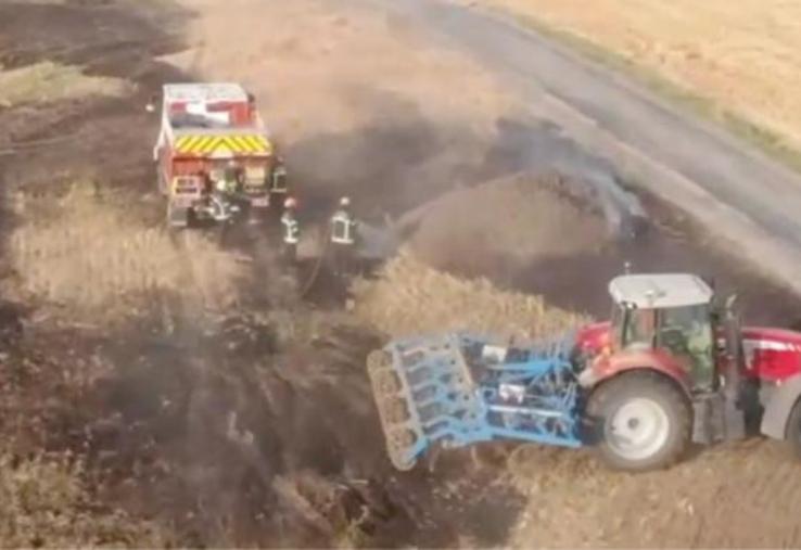 Vue de drone d’une intervention des sapeurs-pompiers.