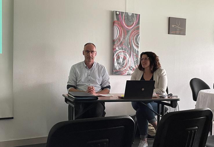 Nicolas Dumesnil et Charlène Lacroix, respectivement président et directrice d'Interbev Normandie, ont conduit l'assemblée générale, jeudi 13 juin.