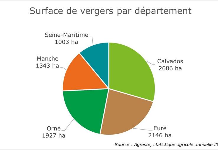 Surface de vergers par département