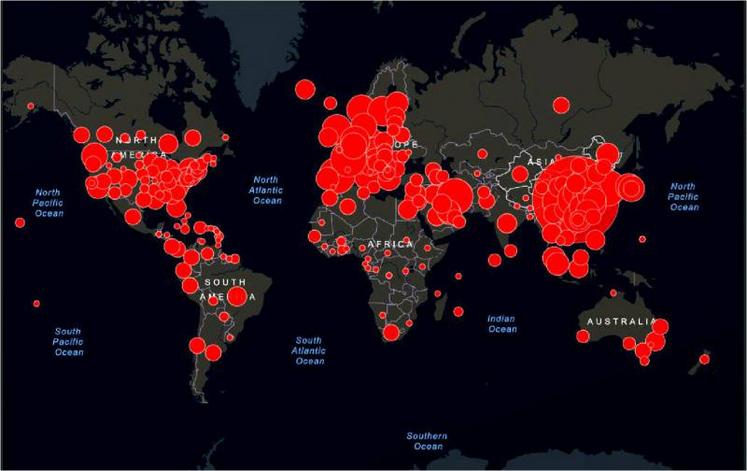 Situation mondiale du la progression du coronavirus,
à la date du 16 mars.