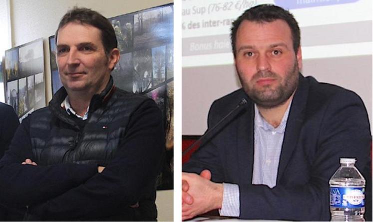 A gauche, Fabrice Moulard, ex-Président de la FNSEA 27 et à droite, Amaury LEVESQUE, nouveau Président de la FNSEA 27