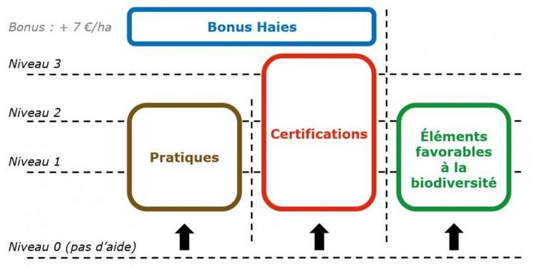 Les voies d'accès à l'écorégime et leurs niveaux de paiement.