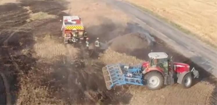 Vue de drone d’une intervention des sapeurs-pompiers.