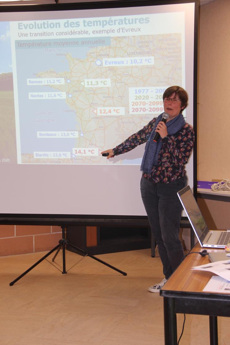 Isabelle Diomard a évoqué le changement climatique. Selon certaines hypothèses, Évreux au niveau de Toulouse au point de vue du climat, c'est une histoire de quelques dizaines d'années.