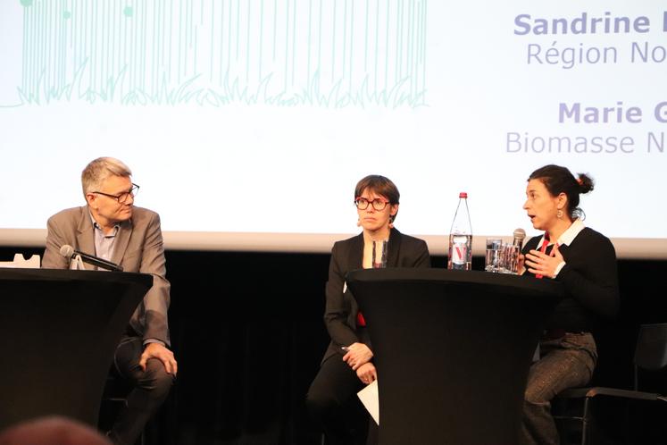 Fabrice Legentil, directeur de l'Ademe Normandie, Sandrine Mésirard, directrice énergie et environnement à la Région Normandie et Marie Guilet, directrice de Biomasse Normandie, ont présenté les ambitions normandes 2030.