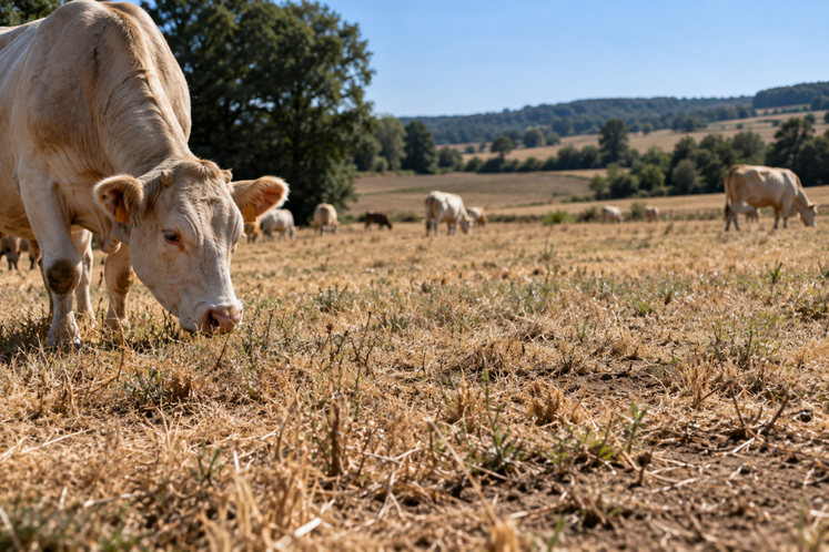 La sécheresse a fortement dégradé les prairies, suscitant l'inquiétude des éleveurs.