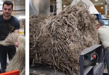 Hugo Ozenne (responsable de site de la coopérative du Nord de Caen) a fait part de son expérience en matière de teillage du chanvre. « Ça ne sert à rien de taper fort », a-t-il précisé.