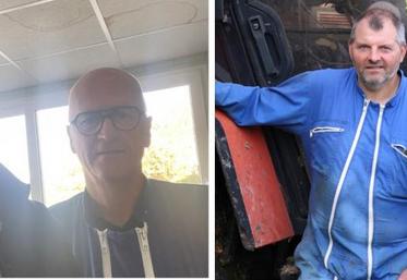 À gauche, Xavier Rouland et son fils Hugo, associés au sein du Gaec du Royer, à Saint-Denis-le-Vétu. À droite, Éric Quétel, en EARL à Bourgvallées.