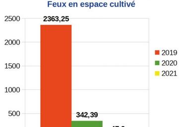 Il y a eu 7 fois moins de surfaces brûlées grâce à votre
contribution. Le nombre d’interventions de juin à août inclus
était de :
• En 2019 : 172 interventions
• En 2020 : 169 interventions
• En 2021 : 57 interventions