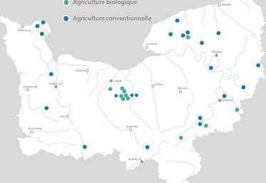 Localisation des parcelles observées dans le réseau ENI Normand