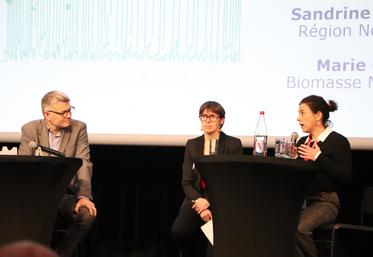 Fabrice Legentil, directeur de l'Ademe Normandie, Sandrine Mésirard, directrice énergie et environnement à la Région Normandie et Marie Guilet, directrice de Biomasse Normandie, ont présenté les ambitions normandes 2030.