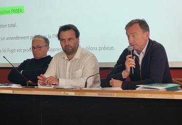 Laurent Duclos (secrétaire général FNSEA 27), Amaury Levesque (président FNSEA 27) et Paul Lannoy (président CGB Eure) alertent sur l'urgence que traverse la filière betterave.
