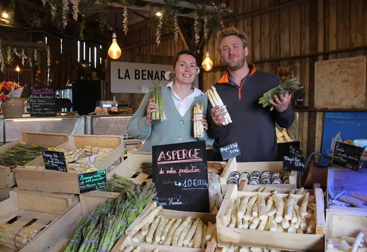 <em class="placeholder">L&#039;asperge permet à Victoire et Romain Bénard d’initier de nouvelles activités sur l’exploitation.</em>