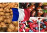 Des kiwis, petits fruits rouges et des châtaignes barrées d'un drapeau français.