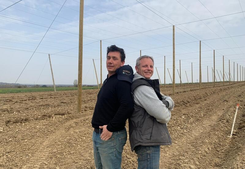Emeric Cadalen et Mickael Besse se sont lancés avec l'entreprise Hopen dans la production de houblon pour les brasseurs locaux.