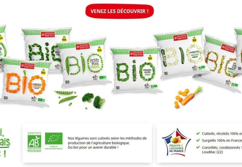 La nouvelle gamme de légumes surgelés bio de Gelagri, à marque Paysan Breton. © Paysan Breton