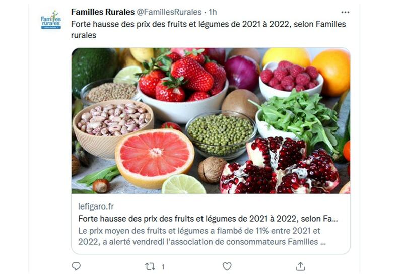 Nouvelle flambée des prix des fruits et légumes entre 2022 et 2023, selon  Familles Rurales