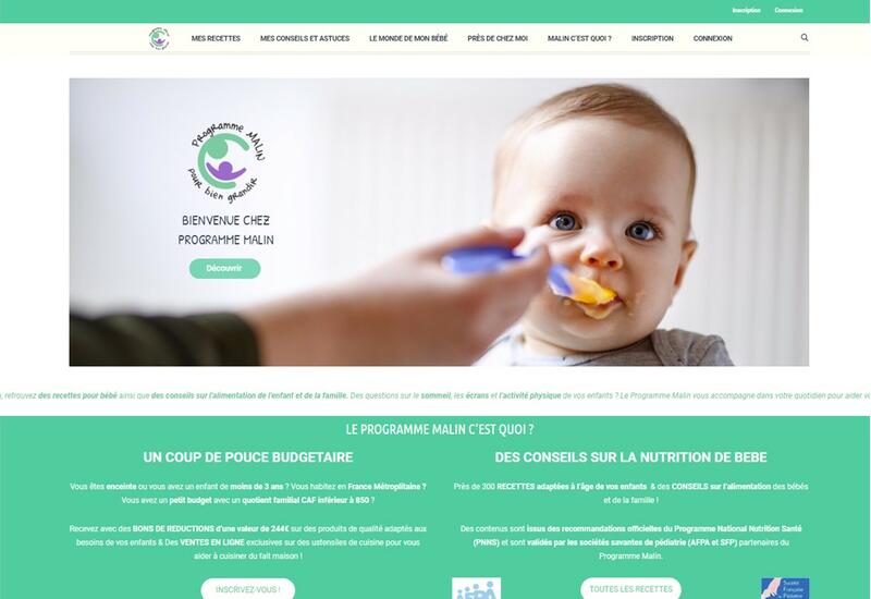 L’association Programme Malin s’est donnée pour mission d’accompagner les familles à bas revenus sur les enjeux alimentaires pour leurs enfants en bas âge (0-3 ans).  Capture du site Internet