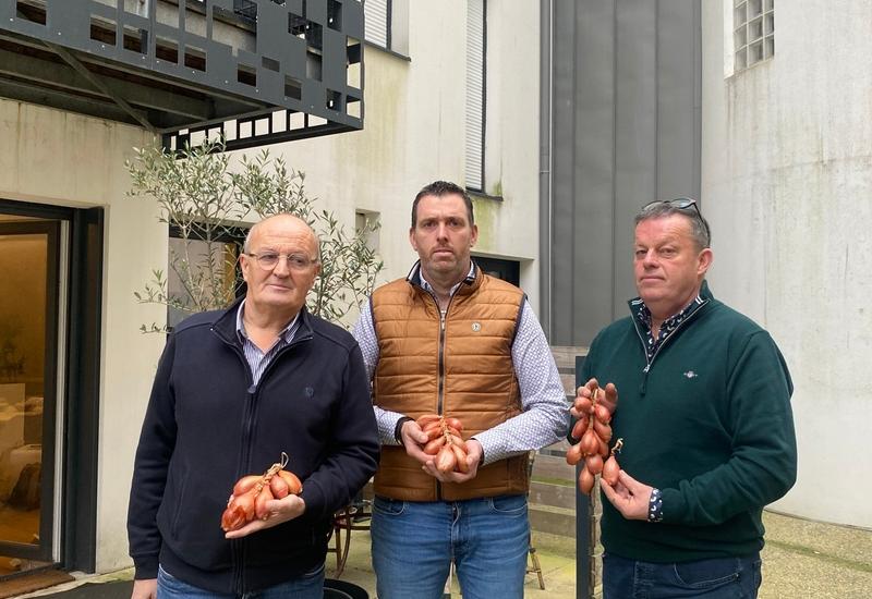Concernant l'échalote traditionnelle, Adrien Corre (au centre), Eric Porhel (à droite) et Bernard Cadiou lancent un appel aux politiques pour qu’ils fassent appliquer la ...
