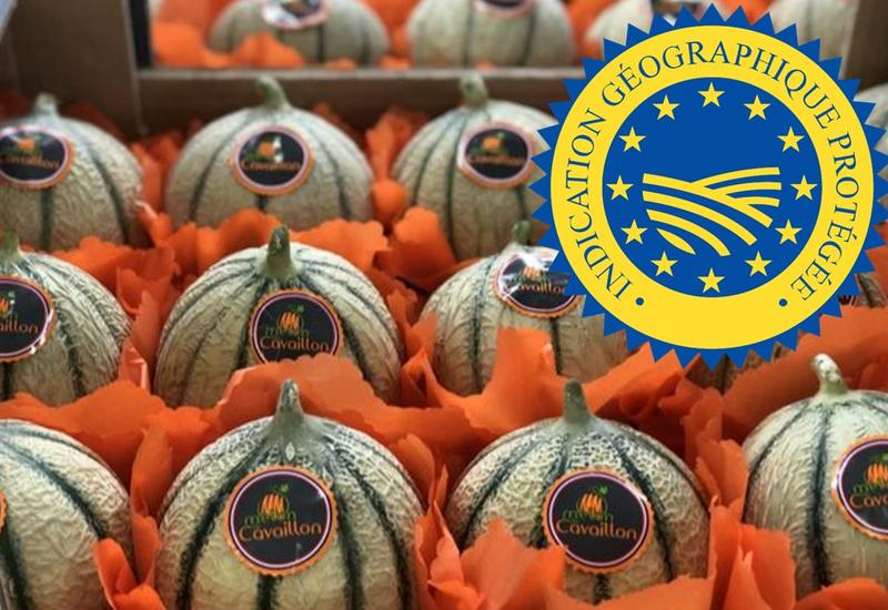Caisse de melons de Cavaillon avec un logo IGP apposé sur l'image