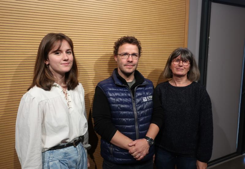 <em class="placeholder">Camille Micheli de la Sefra, Julien Ruesch du CTIFL et Nathalie Courthieu de la Sica Centrex</em>