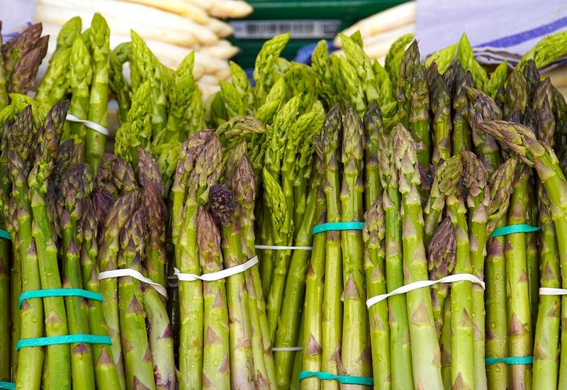 des bottes d'asperges vertes