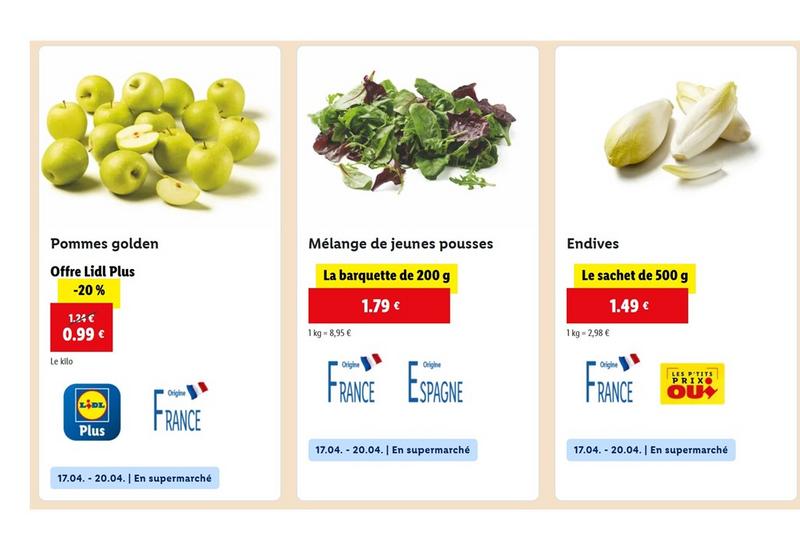 Capture d'écran site Internet Lidl le 17 avril 2025