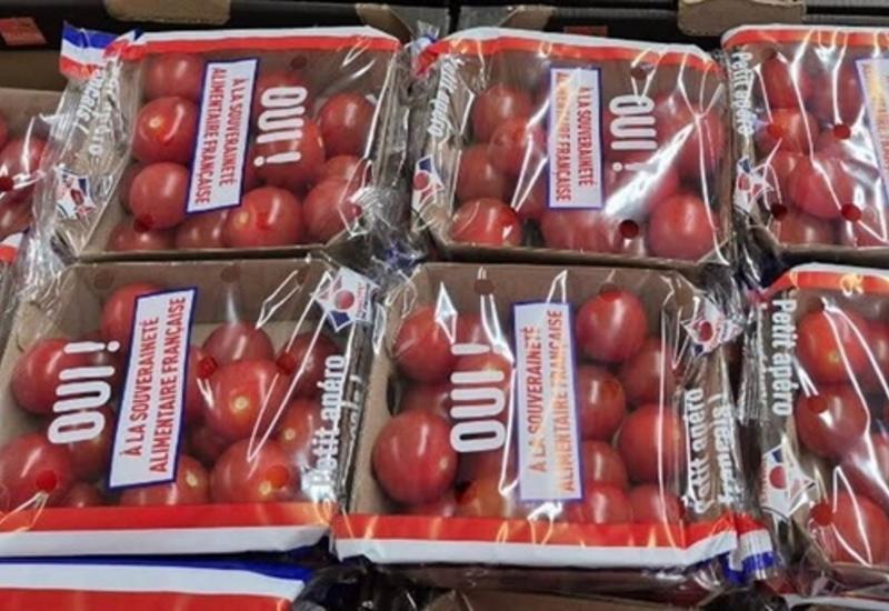 <em class="placeholder">Des barquettes de tomates cerises emballées dans du plastique, origine France ("Tomates souveraines"). </em>