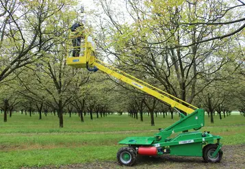 La pose de diffuseurs de phéromones peut nécessiter l'utilisation d'une nacelle pour les arbres de grand volume.