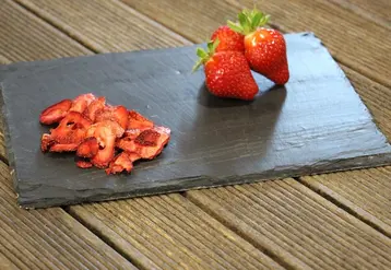 A côté d’ingrédients traditionnels comme les poudres et les cubes, Dry4Good a développé des chips de fruits et légumes.  © Dry4Good