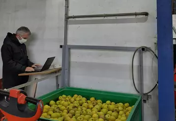 La caméra de l'outil Pixfel© NG (placée en haut sur la photo) photographie les fruits et transmet les résultats au smartphone ou à l'ordinateur.