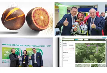 Les représantants des vainqueurs des FLIA 2025, Produits et Technology avec les deux produits vainqueurs l'orange Onix et le logiciel de repérages des maladies et ravageurs sous serre, Croptimus