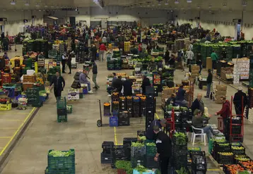 activité sur le marché de gros de valencia mercavalencia. Vu de haut