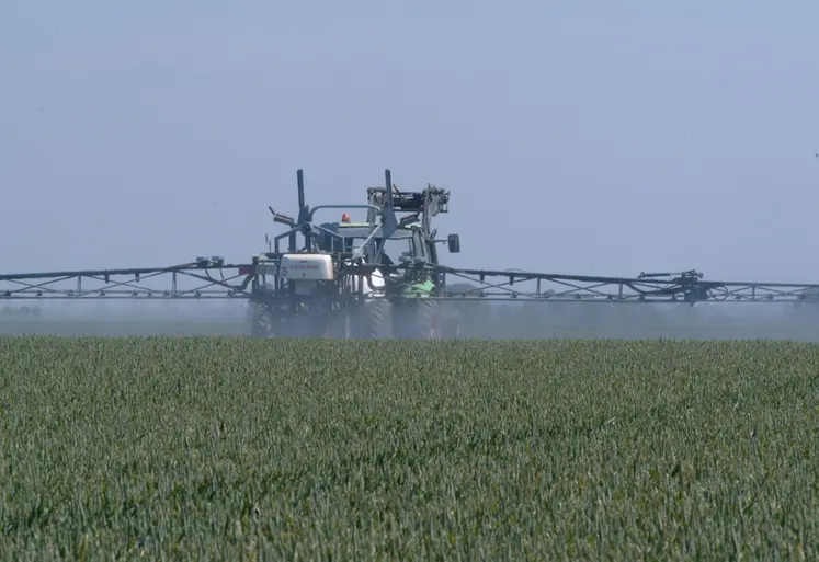 <em class="placeholder">Protection des cultures / lutte contre les maladies des céréales / traitement fongicide Opus sur blé au stade épiaison / pulvérisateur automoteur, rampe de 28 m. Rampes ...</em>