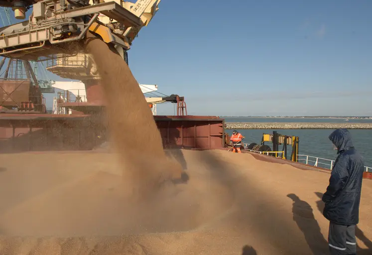 <em class="placeholder">Chargement de blé dans le port de la Rochelle.</em>