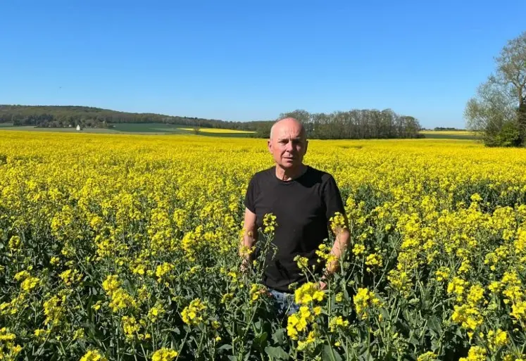 <em class="placeholder">François Lecoq, agriculteur à Gambais dans les Yvelines dans son champ colza</em>